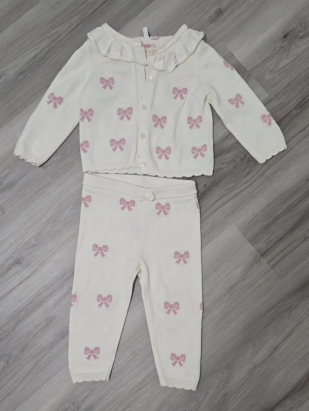 Janie and Jack 2 Pc Pink Bow Set